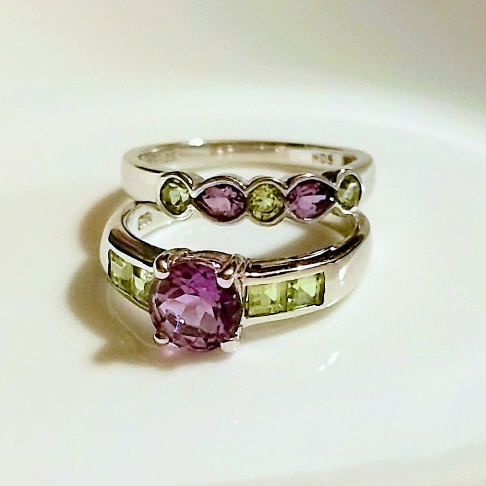 AMETHYST PERIDOT 14K WHITE GOLD STERLING SILVER